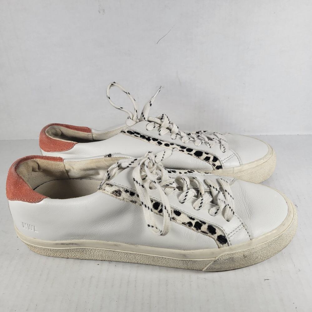 Madewell Leather Leopard Print Casual Lace Up Sidewalk Low-Top Sneakers Size 7.5 - Picture 1 of 9